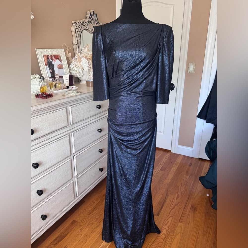 Eliza J Metallic Navy Ruched Gown – Brand New With Tags (NWT)